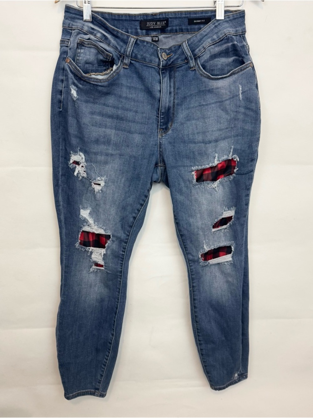 Judy Blue So Buffalo Plaid Patch skinny jeans size 14W
